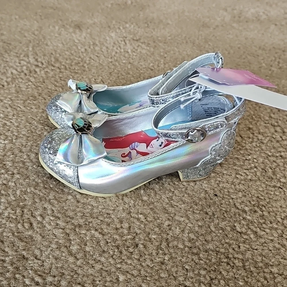 Disney Princess Ariel Silver Ballet Flats Toddler Girls Size 6